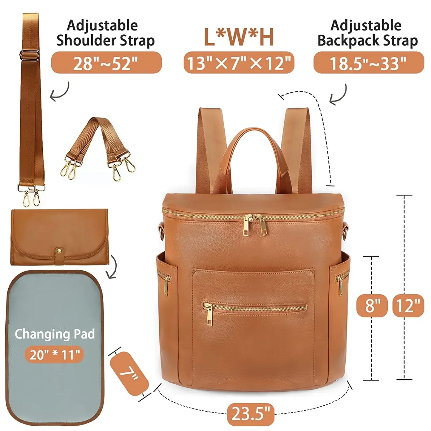 Jasper & Juniper Sophisticated Parent Bag Jasper Cognac